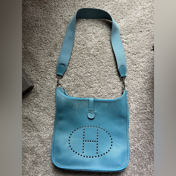 Hermes Evelyne Bag Blue Authentic - Picture 1 of 13